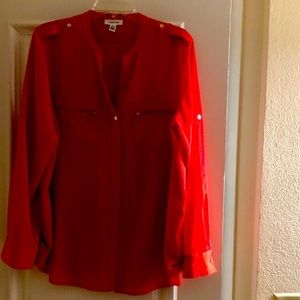 Red long sleeve Calvin Klein Blouse, XL